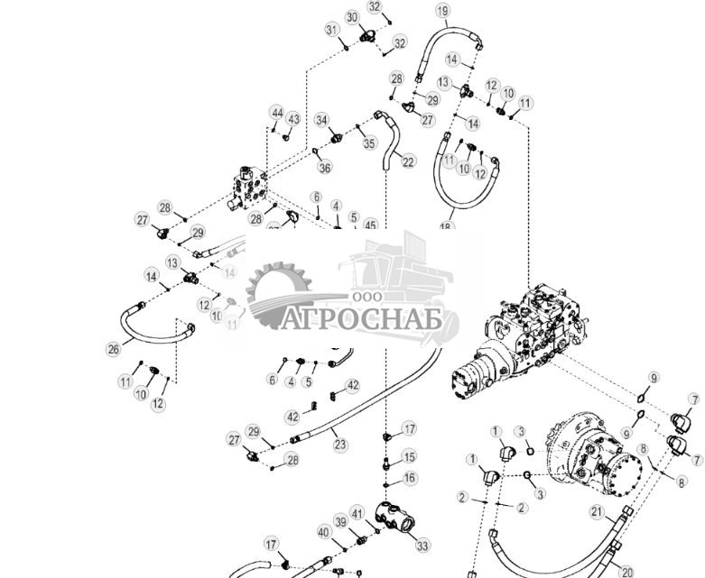Гидросистема правого гидростатического привода (ручное управление) (двухскоростной) - ST2458 178.jpg